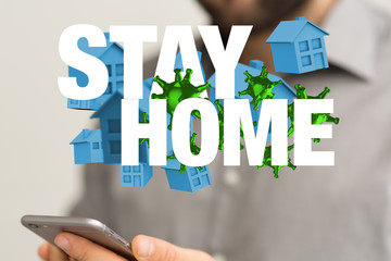 Stay home digital stay safe 3d.