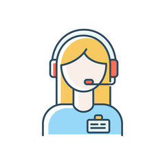 Admin support blue RGB color icon. Virtual assistant, online consultant, manager. Managing and assistance, client schedule planning, administration support. Isolated vector illustration