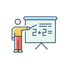 Tutor blue RGB color icon. Freelancer, remote teacher. Online lessons and lectures. Home schooling, distant learning, training and education. Knowledge concept. Isolated vector illustration