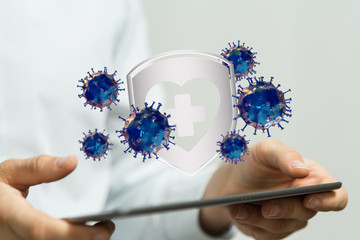 Corona Virus Healthcare Concept. Coronavirus protection Pandemic Sars Fever.