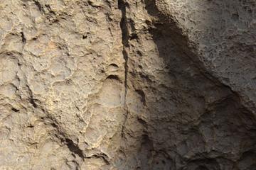 A stone with indentations. Raised texture wall.