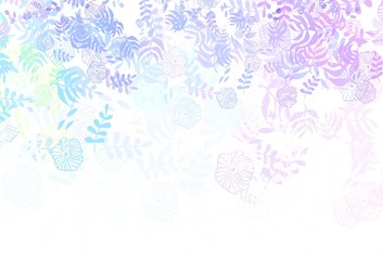 Fototapeta premium Light Multicolor vector doodle texture with leaves.