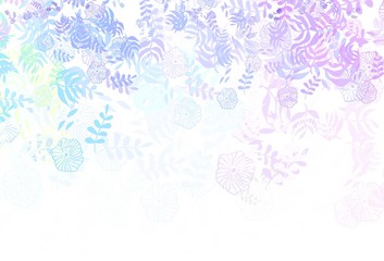 Light Multicolor vector doodle texture with leaves.