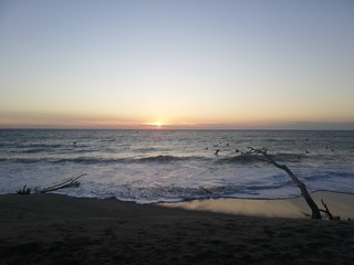 atardecer en la playa