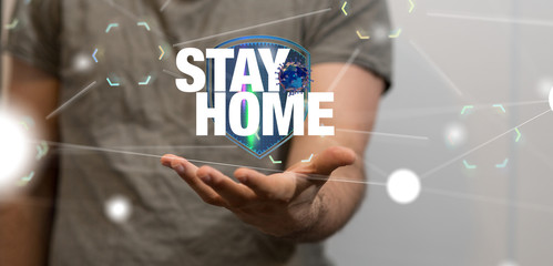 Stay home digital stay safe 3d.