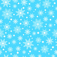 Vector blue seamless pattern with snowflakes