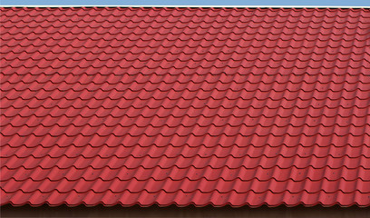 Red metal roof tiles, background, texture