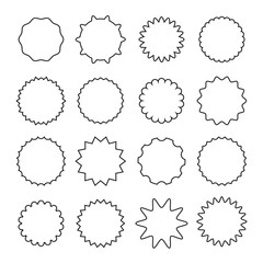 Black stickers isolated set line art collection. Vector flat graphic design cartoon illustration