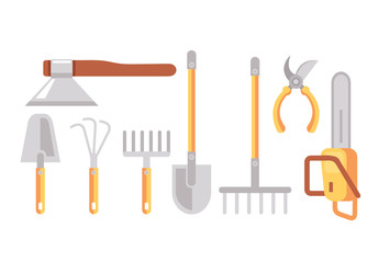 Farming gardening tool isolated set. Vector flat graphic cartoon illustration design