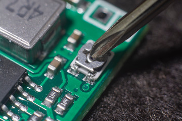 closeup of electronic circuit board