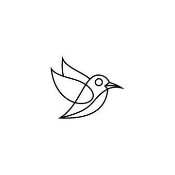 recommend clip art: bird leaf logo vector icon template download line art outline