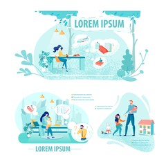 Modern Families Flat Vector Illustrations Set