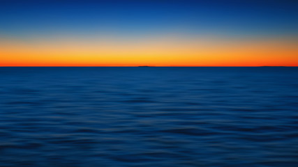 Sunset Seascape Background With Fiery Glow Over Horizon - 332246518