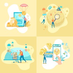 Internet Services and Online Stores Network Set.