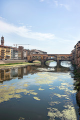 Ponte Vecchio bridge in Florence in Italy in summertime
