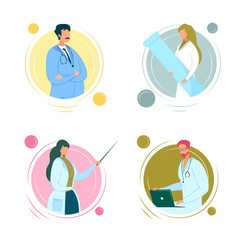 Experienced Clinic Doctor Character in Lab Coat.