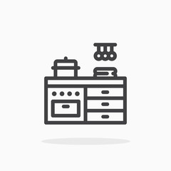 Kitchen icon in line style. Editable stroke.