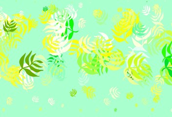 Fototapeta na wymiar Light Green, Yellow vector doodle pattern with leaves.