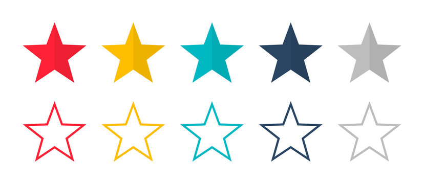 Stars vector isolated colored icon. Linear colored stars. Set of colored stars symbol or signs.