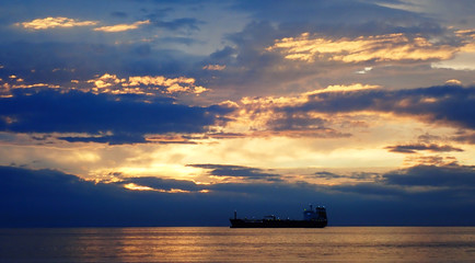 Naklejka na ściany i meble Sunset over the sea Thessaloniki Greece