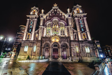 Fototapeta na wymiar Front facade of St John Basilica in Oviedo city, Spain