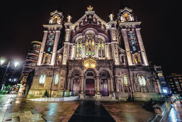 Naklejka premium Front facade of St John Basilica in Oviedo city, Spain