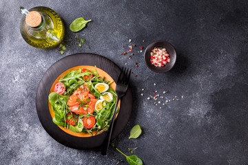Salmon Salad with Vitamins in vegetables and herbs
