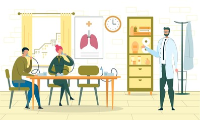 People Sitting with Inhaler Compressor Nebulizer.