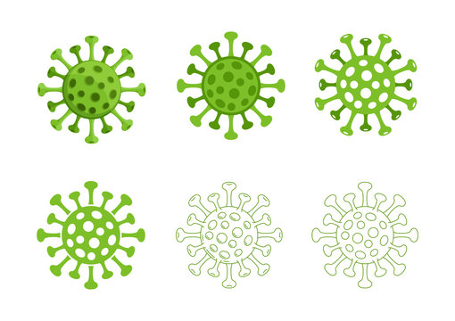 Corona Virus Covid 19 Icon Symbols Set Green Vector