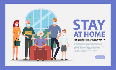 Family people wearing facemask. Coronavirus 2019-nCove prevention.