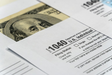 Tax forms 1040. U.S Individual Income Tax Return.