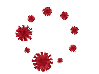 Coronavirus cell Covid-19 outbreak. 3D render Influenza background as red dangerous flu strain cases as a pandemic medical health risk concept.Floating China pathogen