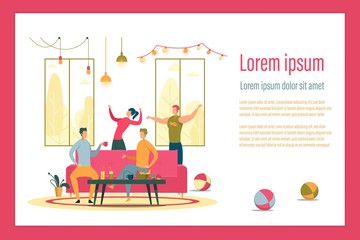 Apartment Party Flat Vector Landing Page Template