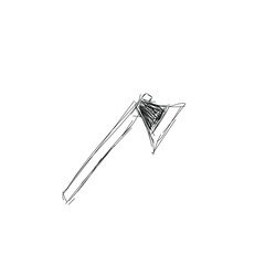 Obraz premium Illustration of an ax in doodle style. This object is isolated on a white background.