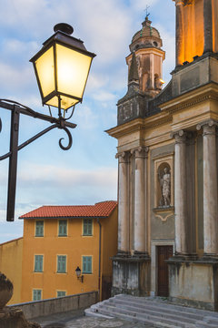 France, Alpes Maritimes, Menton, old town, the parvis Saint Michel and the basilique Saint Michel Archange (Saint Michael the Archangel Basilica) 