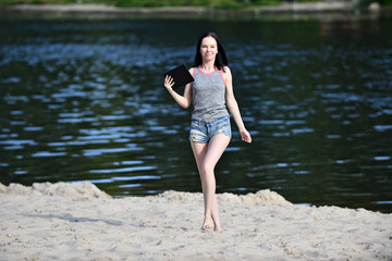 Fototapeta premium young girl with a tablet 
