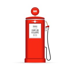 Retro gas pump vector illustration isolated on white background