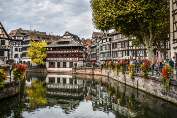 Fototapeta na wymiar Beautiful Strassbourg's houses with typical architecture, France