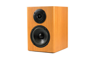 Musical audio column isolated on a white background. Close-up. The concept of music.