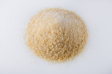 natural animal gelatin on white acrylic background