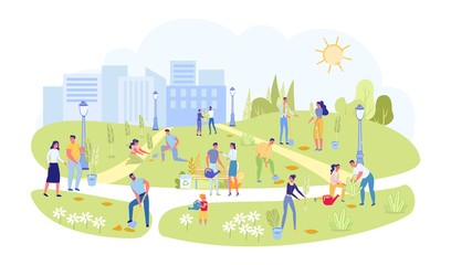 People Engaged Landscaping and Greening City Park.