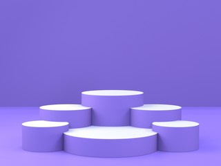 3D rendering of colorful pedestal podium on clearly background, abstract  minimal podium blank space for beauty cosmetic product,Clean design luxury minimalist mockup stage round pillar stand scene