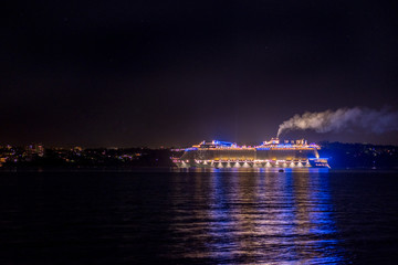 generic cruise ship at night