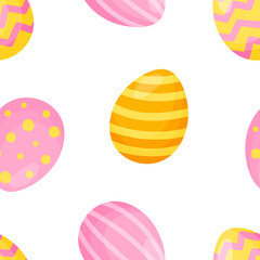 Seamless pattern with Easter eggs. Vector illustration. Endless background. Great for Easter decor.