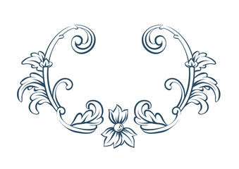 Floral decorative vector elements, rococo and baroque style