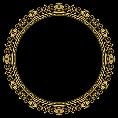 Decorative frame Elegant vector element for design in Eastern style, place for text. Floral golden border. Lace illustration for invitations and greeting cards.