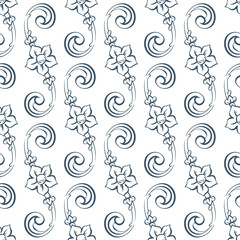 Seamless pattern with baroquefloral designs, rocco style and swirls elements