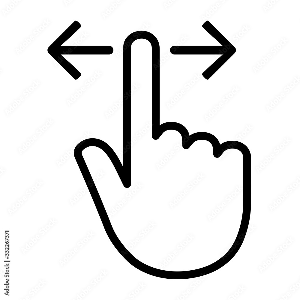Poster Hand with finger swiping or swipe right and left gesture line icon - stock vector