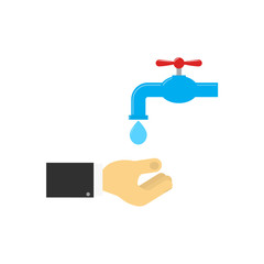 Hand washing under running water. Vector illustration .