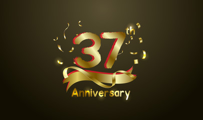 Anniversary celebration background. with the 37th number in gold and with the words golden anniversary celebration.